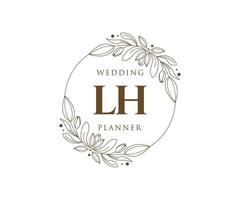 lh letras iniciais coleção de logotipos de monograma de casamento, modelos minimalistas e florais modernos desenhados à mão para cartões de convite, salve a data, identidade elegante para restaurante, boutique, café em vetor