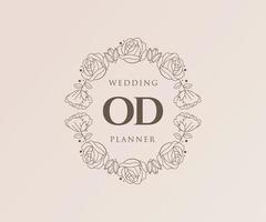 coleção de logotipos de monograma de casamento de letra inicial od, modelos modernos minimalistas e florais desenhados à mão para cartões de convite, salve a data, identidade elegante para restaurante, boutique, café em vetor