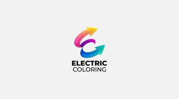 vetor de design de ícone de logotipo de coloração elétrica letra e