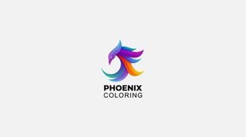 ícone de ilustração de design de logotipo de vetor de coloração de fênix