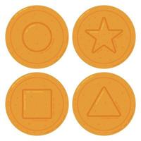 conjunto de doces coreanos dalgona quadrado, triângulo, estrela e forma de círculo. favo de mel de açúcar vetor