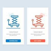 tesoura de elevador de construção de carro azul e vermelho baixe e compre agora modelo de cartão de widget da web vetor