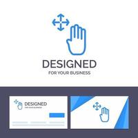 cartão de visita criativo e modelo de logotipo mão mão cursor para cima segure ilustração vetorial vetor