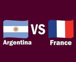 fita de bandeira argentina e frança com design de símbolo de nomes américa latina e europa vetor final de futebol ilustração de times de futebol de países latino-americanos e europeus