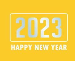 2023 feliz ano novo ilustração vetorial abstrato branco com fundo amarelo vetor