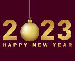 2023 feliz ano novo ilustração vetorial ouro abstrato com fundo vermelho vetor