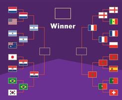 países de bandeira emblema semifinal símbolo design ilustração de equipes de futebol de vetores de final de futebol