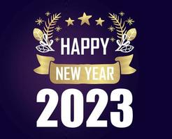 2023 feliz ano novo ilustração vetor abstrato ouro e branco com fundo gradiente roxo