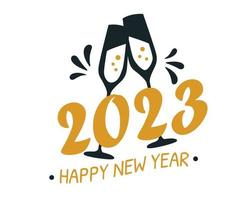 2023 feliz ano novo ilustração vetorial abstrato amarelo e azul vetor