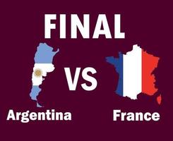 argentina e frança mapa bandeira com nomes design de símbolo de futebol final américa latina e europa vetor ilustração de times de futebol de países latino-americanos e europeus