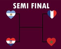 semifinal países de futebol bandeira coração símbolo design ilustração de equipes de países de vetor final de futebol