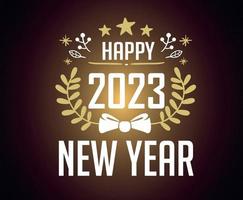 2023 feliz ano novo ilustração vetor abstrato ouro e branco com fundo gradiente preto