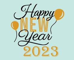 feliz ano novo 2023 vetor de ilustração de férias abstrato amarelo e preto com fundo ciano