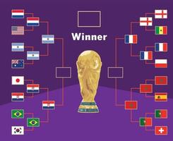 bandeira de países de futebol semifinal com design de símbolo de troféu da copa do mundo ilustração de equipes de países de vetor final de futebol