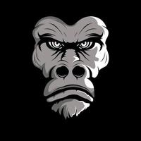 design de vetor de logotipo de ilustração de cabeça de gorila assustador