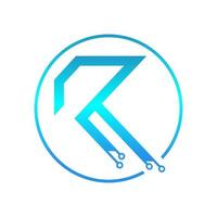 logotipo de tecnologia de gradiente azul da letra r vetor