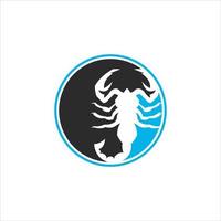 escorpião dentro de um círculo com o logotipo de cor cinza e azul vetor