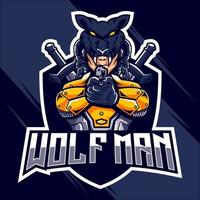 design de logotipo wolfman esports design de logotipo vetor