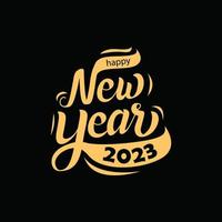 feliz ano novo 2023 ilustração vetorial com logotipo de tipografia. cartão de felicitações, banner, pôster. fundo de modelo de ano novo vetor