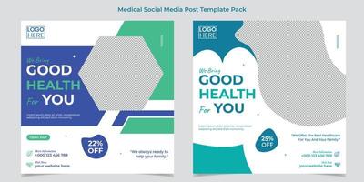 folheto quadrado de saúde médica e design de modelo de postagem de mídia social vetor
