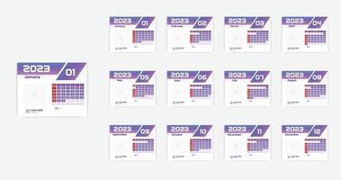 conjunto de modelo de planejador de calendário 2023 com local para foto e logotipo da empresa vetor