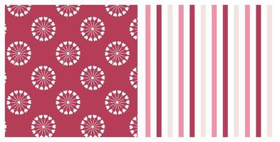 padrão sem emenda definido com corações-leão em fundo magenta isolado e listras. design para dia dos namorados, casamento, celebração do dia das mães, cartões, convites, decoração de casa. vetor