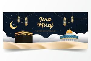 banner horizontal de isra mikraj a jornada noturna do profeta muhammad ilustração vetor