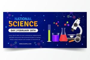 dia nacional da ciência 28 de fevereiro banner horizontal com ilustração de equipamentos de laboratório vetor