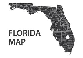 Mapa da Flórida com o vetor dos condados
