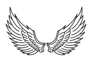 arte de linha de asas de anjo de vetor livre