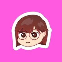 ilustração fofa garota de desenho animado de anime chibi com rosto de sorriso feliz ícone de adesivo da web mascote logotipo emote vetor