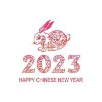 símbolo do ano novo chinês 2023 decorado com um fundo de coelho vetor