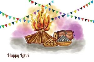 ilustração de fundo de feriado lohri feliz para design de cartão festival punjabi vetor