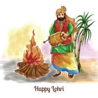 feliz lohri festival de punjab índia fundo do cartão vetor