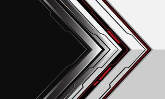 seta de prata abstrata direção cibernética geométrica em luz vermelha branca com design de espaço em branco cinza escuro tecnologia moderna vetor de fundo futurista