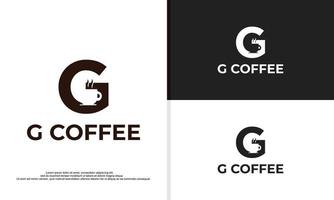gráfico de vetor de ilustração de logotipo da letra g com uma xícara de café no espaço negativo. apto para café, etc.