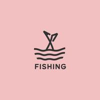 modelo de logotipo de passatempo de pesca em preto. caçador de peixes. vetor