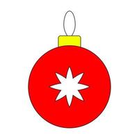 bola redonda de natal com uma estrela. bola vermelha, um brinquedo para a árvore de natal vetor