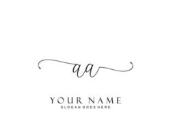 monograma de beleza aa inicial e design de logotipo elegante, logotipo de caligrafia da assinatura inicial, casamento, moda, floral e botânico com modelo criativo. vetor