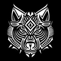 retrato vetorial de lobo bravo, cabeça de coiote. design ornamentado para bordados, tatuagens, camisetas, emblemas. vetor