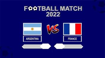 argentina vs france football cup 2022 blue template background vector para programação ou resultado