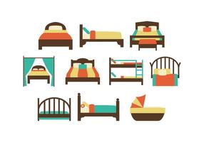 Vetor de ícones de cama colorida grátis