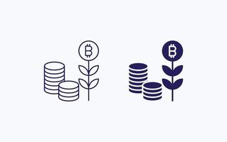 ícone de ilustração de crescimento de planta bitcoin vetor