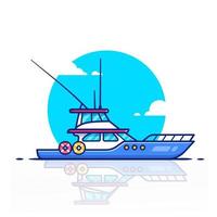 ilustração do ícone do vetor dos desenhos animados do navio de cruzeiro. conceito de ícone de transporte de água isolado vetor premium. estilo cartoon plana