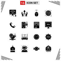 16 ícones de estilo sólido, baseados em grade, símbolos de glifo criativos para design de sites, sinais de ícones sólidos simples, isolados no fundo branco, conjunto de 16 ícones, fundo criativo do vetor de ícones pretos