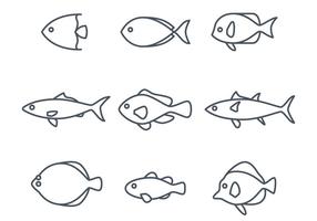 Ícones de peixes lineares vetor