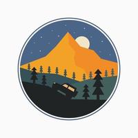 ilustração de um carro off-road aventureiro contra um montanhoso vetor