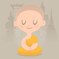 desenho de monge budista da tailândia vetor