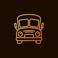 conceito de vetor de ônibus escolar engraçado ícone de linha fina amarela ou logotipo