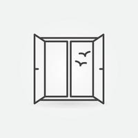 janela aberta com ícone do conceito de vetor de gaivotas em estilo de linha fina